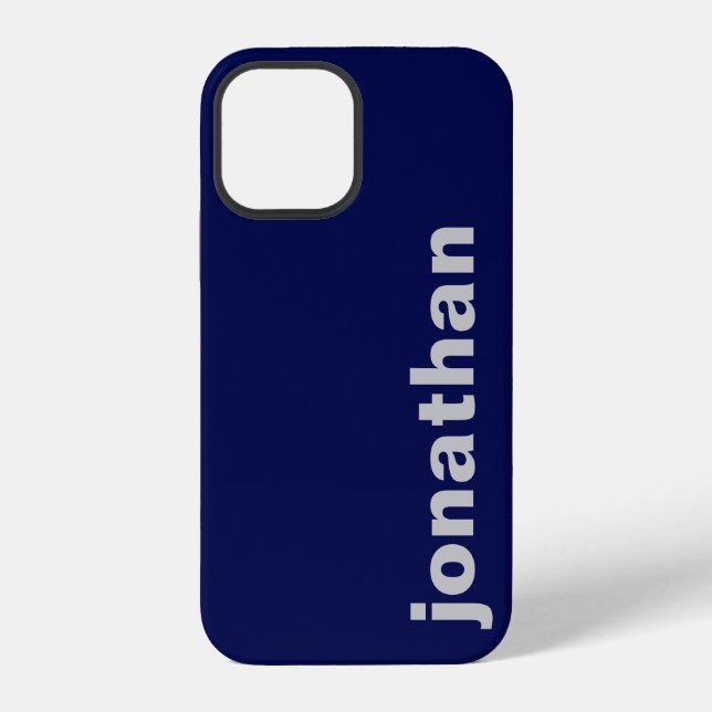 Modern Monogram Navy Blau iPhone 12 Hülle (Rückseite)
