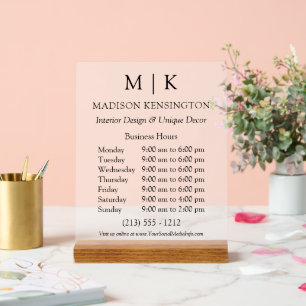 Modern Monogram or Add Logo Business Hours