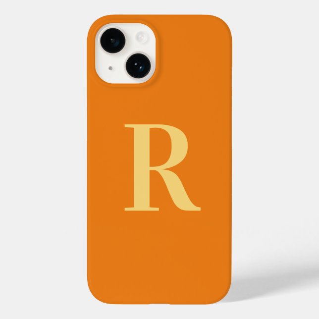 Modern Monogram Orange Case-Mate iPhone 14 Hülle (Rückseite)
