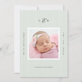 Modern Monogram Photo Birth Announcement Ankündigung