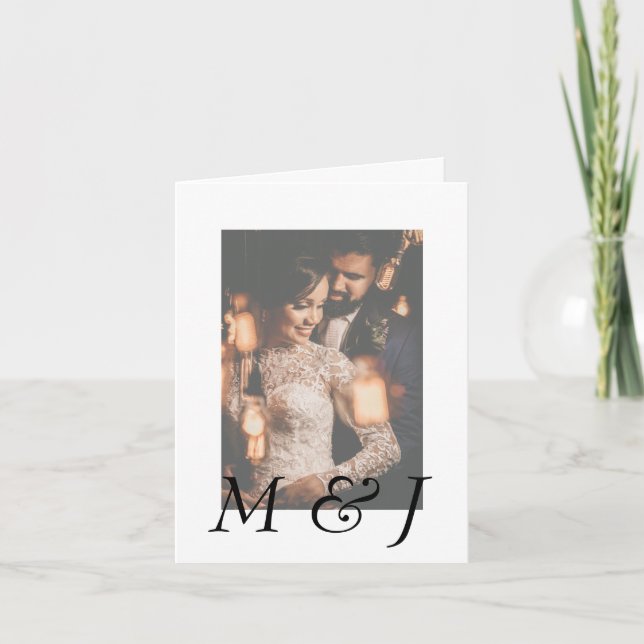 Modern Monogram Photo & Elegant Folded Wedding Einladung (Vorderseite)