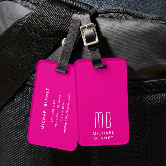 Modern Monogram Pink Gepäckanhänger (Modern Monogram Pink Luggage Tag)