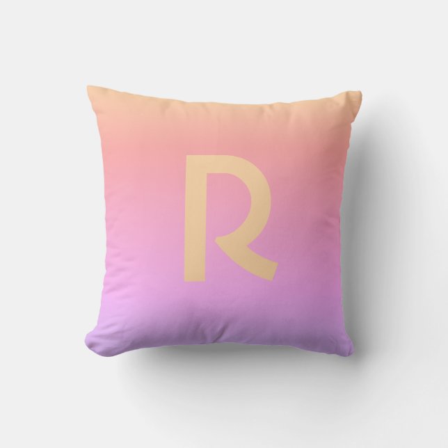 Modern Monogram Pink Lilac Ombre Kissen (Vorderseite)