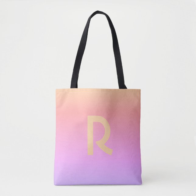 Modern Monogram Pink Lilac Ombre Tasche (Vorderseite)