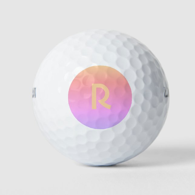 Modern Monogram Pink Lilac Peach Golfball (Vorderseite)