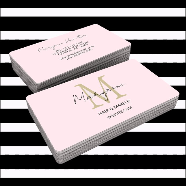 Modern Monogram Pink Visitenkarte (Von Creator hochgeladen)