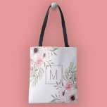 Modern Monogram Pink Watercolor Floral Tasche<br><div class="desc">Fügen Sie Ihre persönlichen Initialen auf der Vorder- und Rückseite dieser schönen Blumenstüte. Das moderne Design ist in eleganter rosa Aquarell gehalten. Ein stilvolles Geschenk für sich,  Freunde und Familie.</div>
