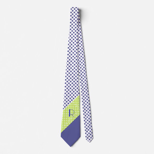 Modern Monogram Polka Dot Pattern Tie Krawatte (Vorderseite)