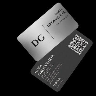 Modern Monogram Professionell Faux Silber QR Code Visitenkarte