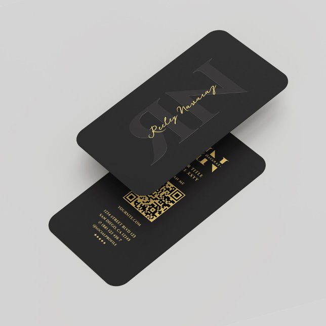 Modern Monogram R N Beruflich Black Gold Visitenkarte (Modern Monogram R N Professional Black Gold Business Card)