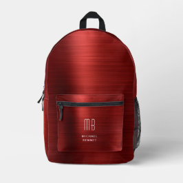 Modern Monogram Red Bedruckter Rucksack