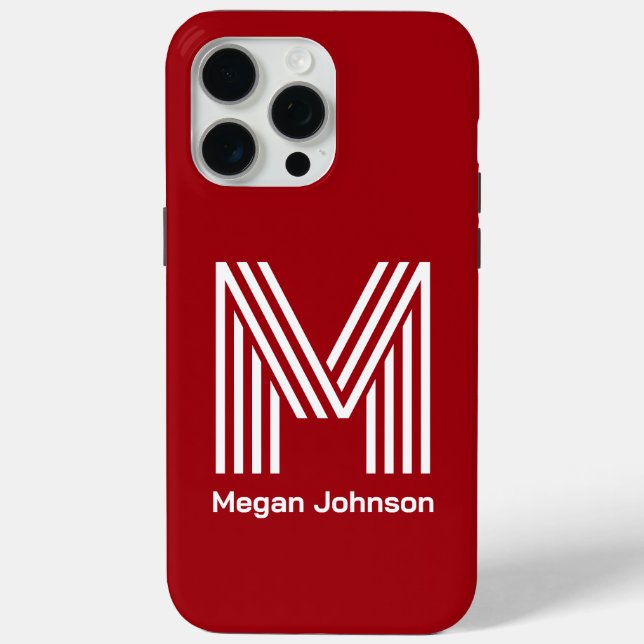 Modern Monogram Red Case-Mate iPhone Hülle (Rückseite)