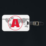 Modern Monogram Red Initial Letter World Map Gepäckanhänger<br><div class="desc">Plain Minimalist Modern Designs. They're all simple,  attractive,  unique.</div>