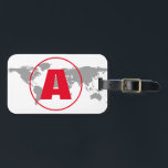 Modern Monogram Red Initial Letter World Map Gepäckanhänger<br><div class="desc">Plain Minimalist Modern Designs. They're all simple,  attractive,  unique.</div>