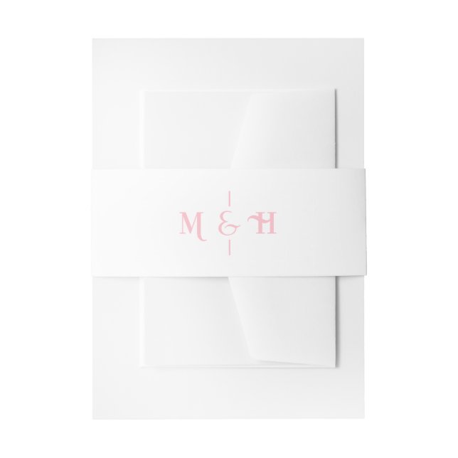 Modern Monogram Retro Pink Wedding Einladungsbanderole (Vorderseite Beispiel)