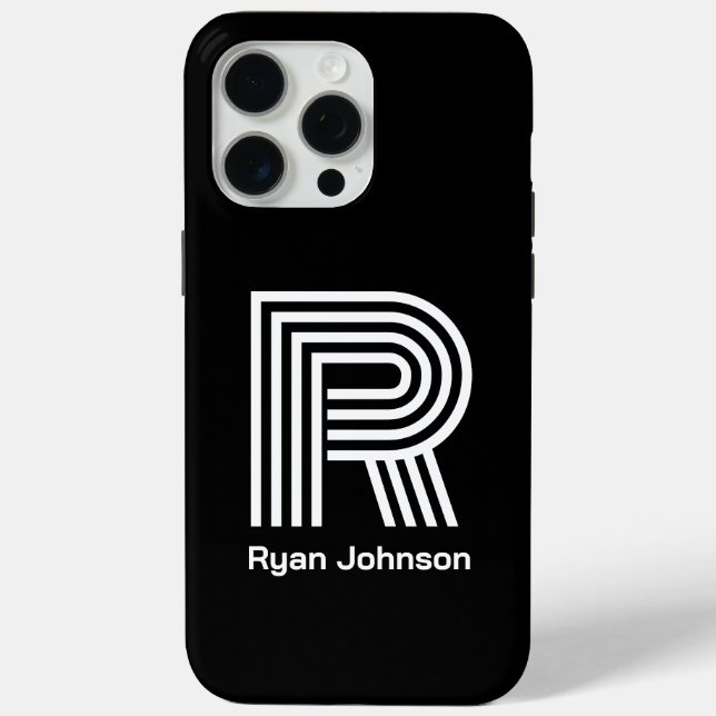 Modern Monogram Schwarz  Case-Mate iPhone Hülle (Rückseite)