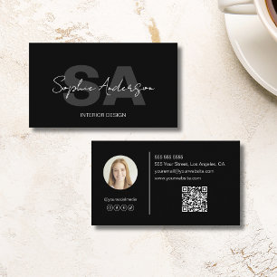 Modern Monogram Schwarz Professional Visitenkarte
