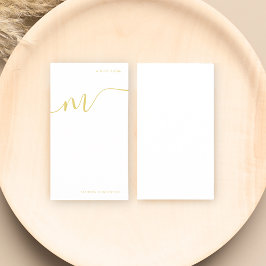 Modern Monogram Script Calligraphy Gold Name Mitteilungskarte