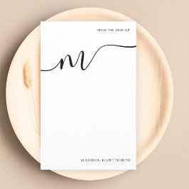 Modern Monogram Script Calligraphy Note Paper Briefpapier