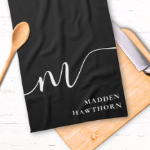 Modern Monogram Script Calligraphy Schwarz-weiß