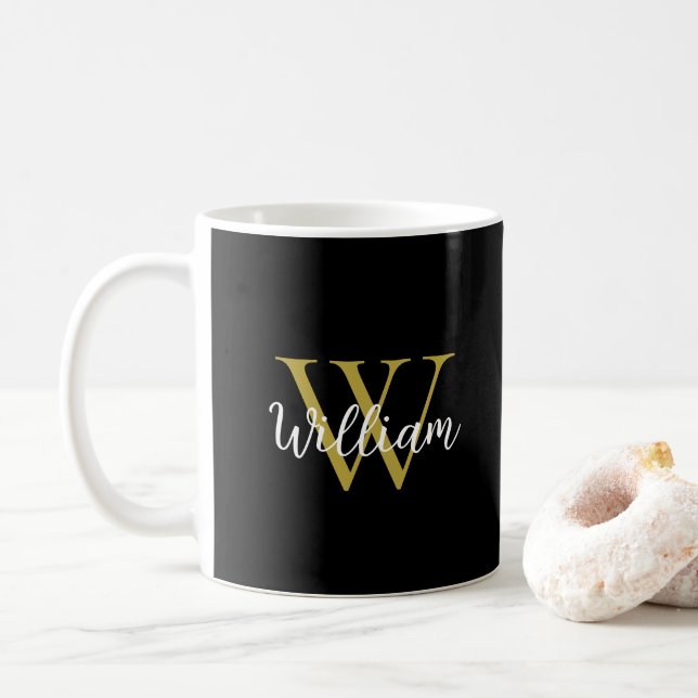 Modern Monogram Script Name Kaffeetasse (Mit Donut)