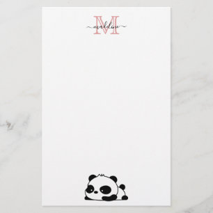 Modern Monogram Script Typografy Funny Panda Briefpapier