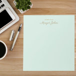 Modern Monogram Simple Stylish Mint Green & Gold Notizblock<br><div class="desc">Modern Monogram Minimalist Simple Stylish Mint Green & Gold Notepad</div>