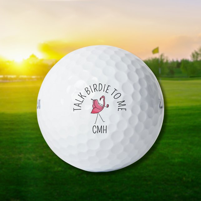 Modern Monogram Talk Birdie to Me Golfing Flamingo Golfball (Fun, stylish, and gift-ready.)
