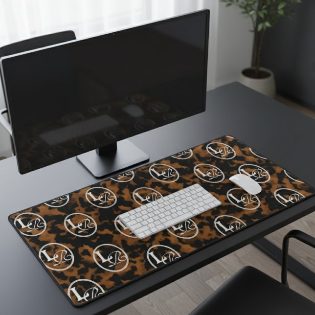 Modern Monogram Tortoise Shell Print (Add a touch of chic charm to your desk with this Elegant Typography Monogram Tortoise Shell Design!)