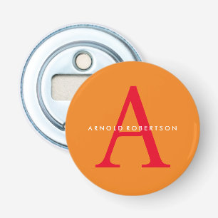 Modern Monogram Trendy Orange Red Flaschenöffner