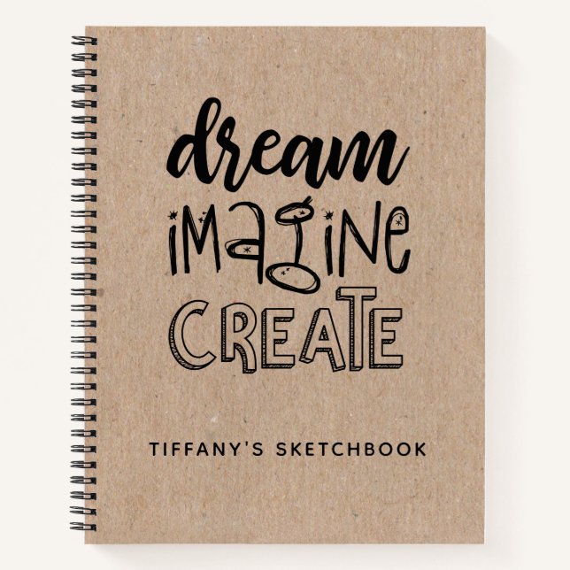 Modern Monogram Typografy Artist Sketchbook Name Notizbuch (Vorderseite)