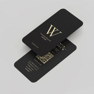 Modern Monogram V W Elegante Logo Black Gold Visitenkarte