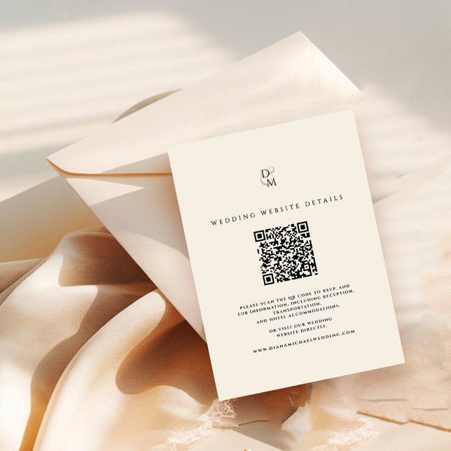 Modern Monogram Wedding Website Details QR Code Begleitkarte (Von Creator hochgeladen)