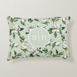 Modern Monogram White Magnolia Dekokissen