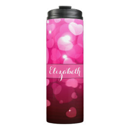 Modern Monogram White Pink Heart Pattern Thermosbecher