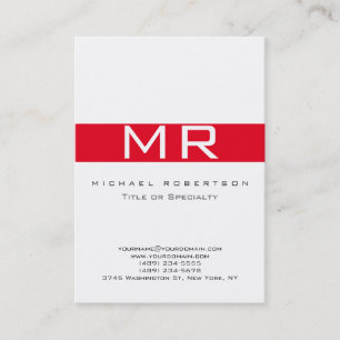 Modern Monogram White Red Business Card Visitenkarte