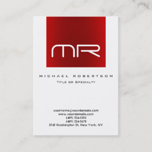 Modern Monogram White Red Business Card Visitenkarte