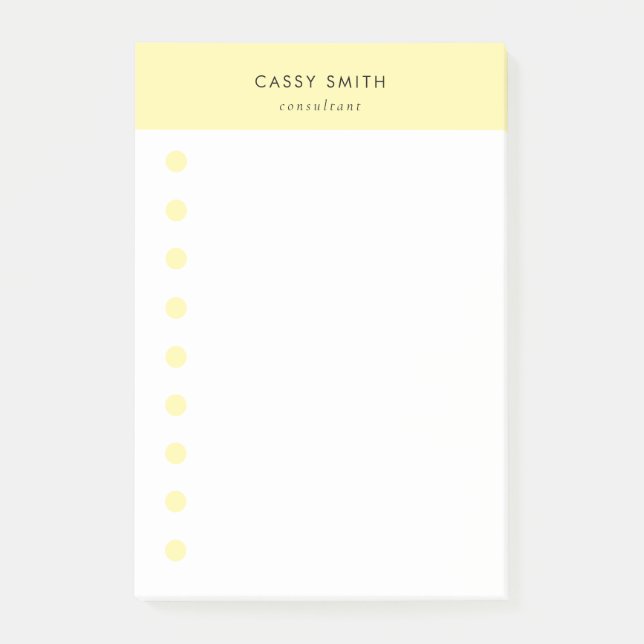 Modern Monogram & White Yellow  Daily  Post-it Klebezettel (Vorderseite)