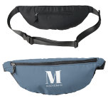Modern Monogramm Anfangsname Dusty Blue Bauchtasche<br><div class="desc">Moderne Typografie minimalistisch Monogramm Initialdesign, das zu personalisieren geändert werden kann.</div>