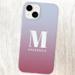 Modern Monogramm Anfangsname Pink Blue Gradient Case-Mate iPhone 14 Hülle<br><div class="desc">Moderne Typografie minimalistisch monogramm Initialname Design,  die geändert werden können,  um personalisieren. Weiß auf einem magentafarbenen rosa bis blass blauen Farbverlauf Hintergrund.</div>