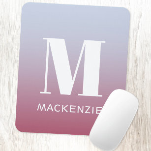 Modern Monogramm Anfangsname Pink Blue Gradient Mousepad