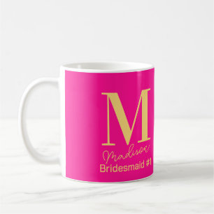 Modern Monogramm Bridesmaid Number 1 - Hot Pink Kaffeetasse