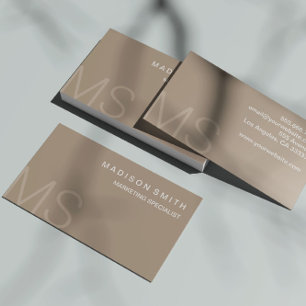 Modern Monogramm Minimalist Beige Profi Visitenkarte