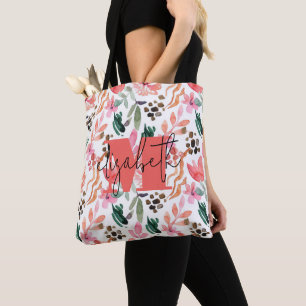 Modern Monogramm Name Rosa Floral Tasche