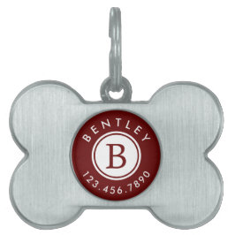 Modern Monogramm Name und Telefonnummer| Burgund Tiermarke