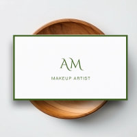 Modern, monogramm, weiß, grüne Visitenkarte