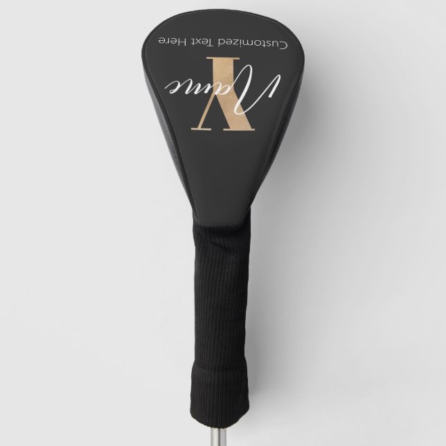 Modern Monogrammed Initial Y & Name Personalized Golf Headcover (Vorderseite)