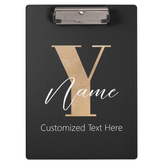 Modern Monogrammed Initial Y & Name Personalized Klemmbrett (Vorderseite)