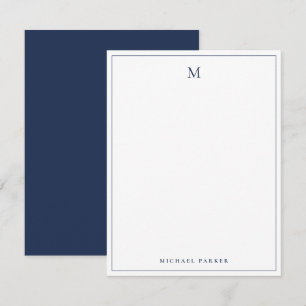 Modern monogrammiertes Blau Professional  Dankeskarte