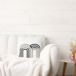 Modern Monotone White Black Initial Pattern Kissen